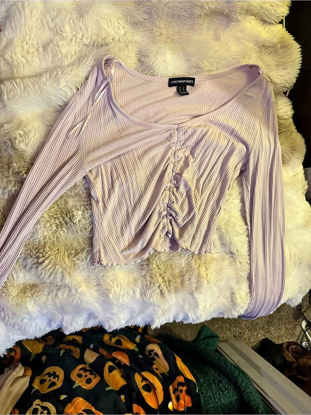 Princess Polly Long Sleeve Ruched Crop Top in Pink Size Small Like New